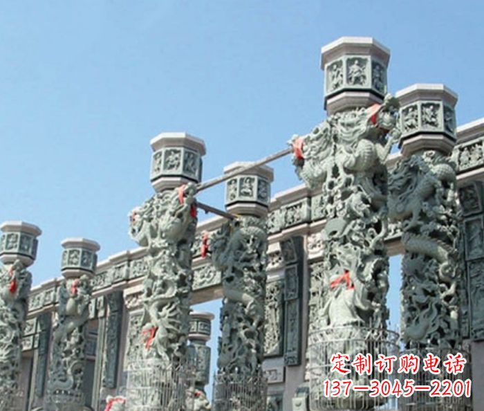 廊坊广场景观青石龙柱石雕