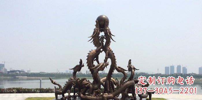 廊坊广场九龙戏珠铜龙铜雕