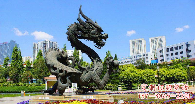 廊坊广场龙戏珠景观铜雕
