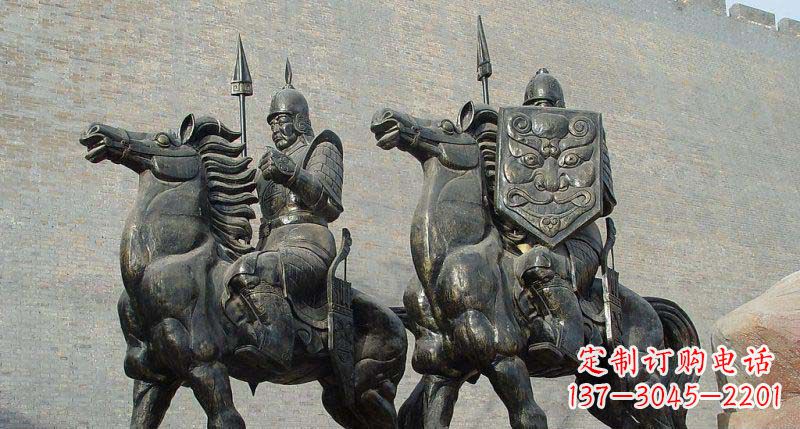 廊坊广场骑着战马的古代将军景观铜雕