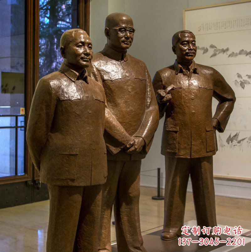 廊坊广场三个伟人人物铜雕