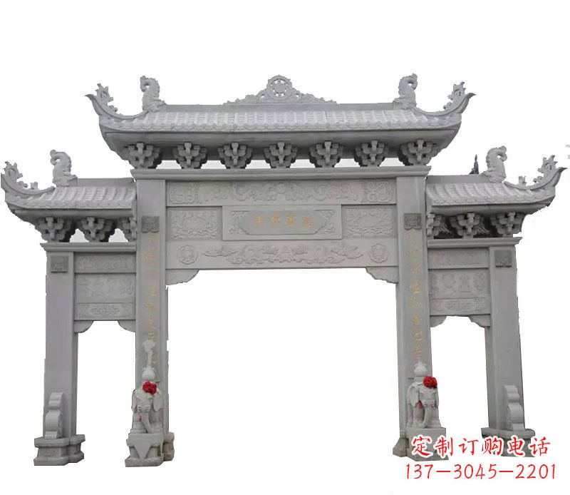 廊坊广场三门石牌坊景观石雕