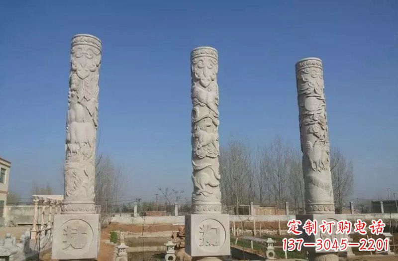 廊坊广场十二生肖文化柱石雕