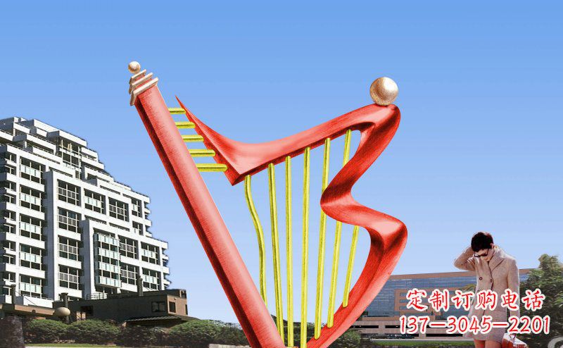 廊坊广场竖琴不锈钢雕塑
