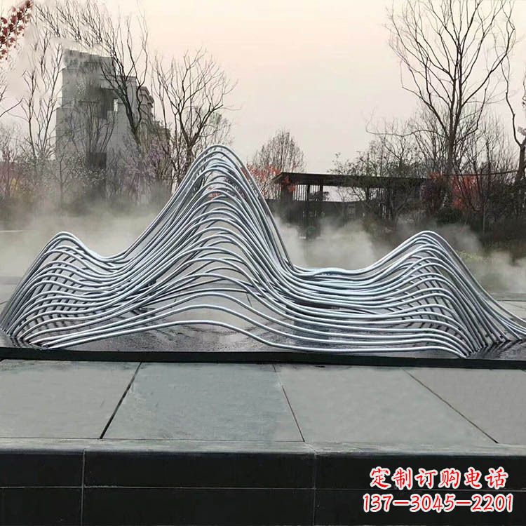 廊坊广场水景不锈钢假山