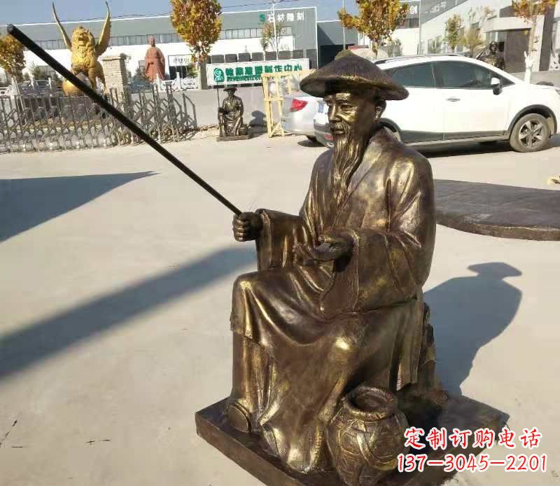 廊坊领雕塑定制尊贵的姜太公钓鱼雕塑