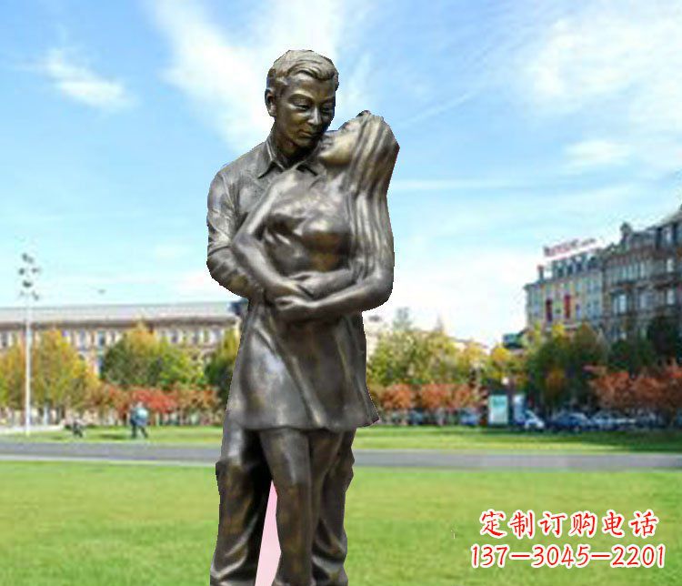 廊坊一颗爱的心,用铜雕情侣人物雕塑表达