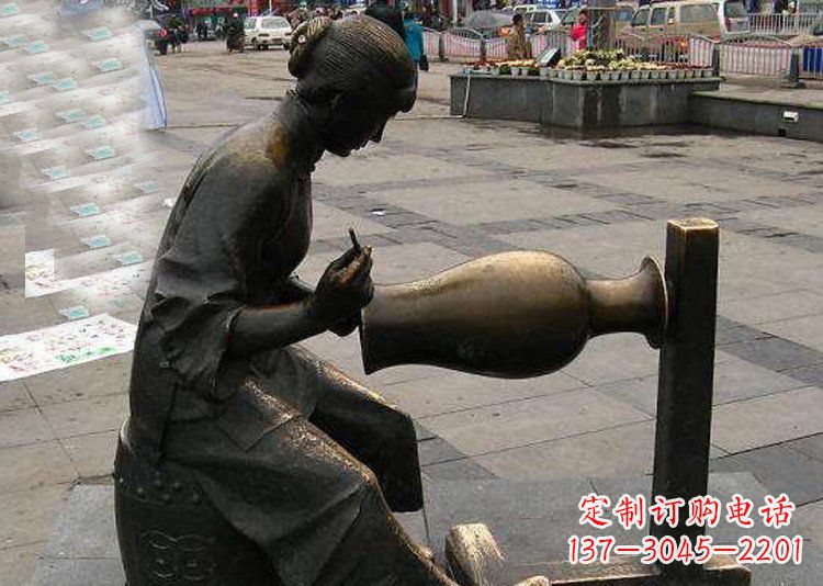 廊坊领雕塑铜质花盆雕塑