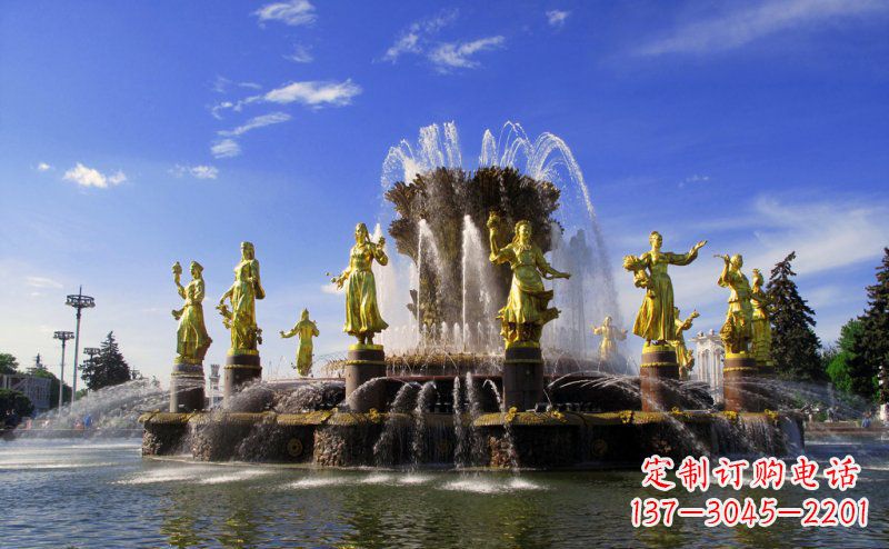 廊坊广场西方人物喷泉景观铜雕