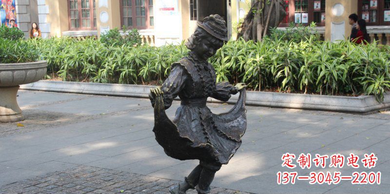 廊坊中领雕塑推出的爱舞的小少女铜雕,以少女跳…