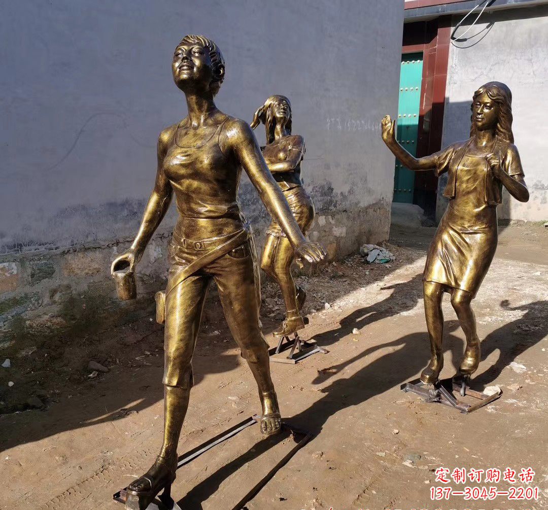 廊坊美女铜雕,精美绝伦!
