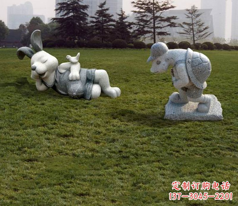 廊坊中领雕塑独特的石雕兔子