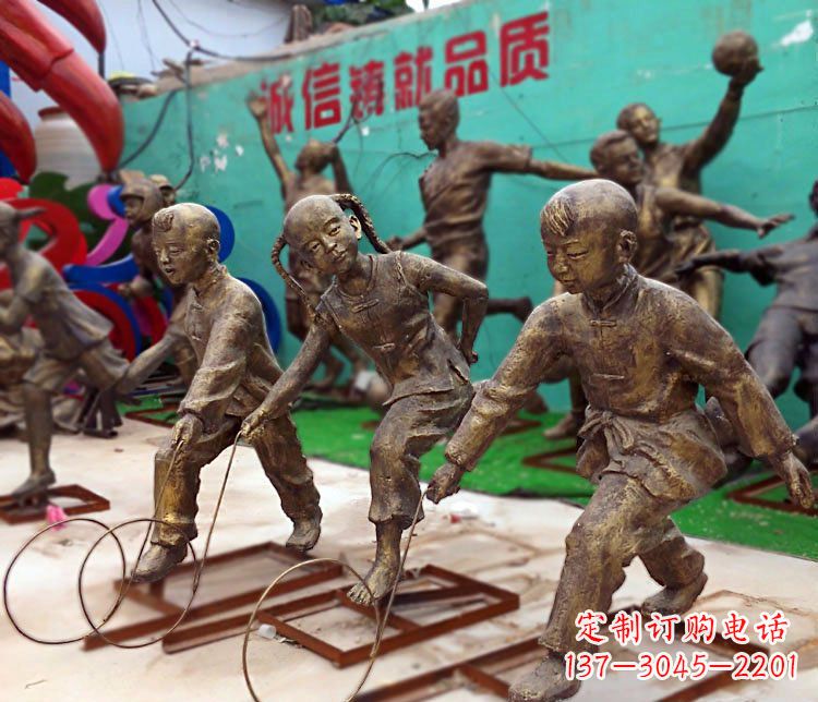 廊坊滚铁环为您的小宝定制精美儿童铜雕