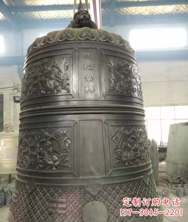 廊坊国泰民安铜钟寺庙铜雕-传统工艺精美的铜钟雕塑