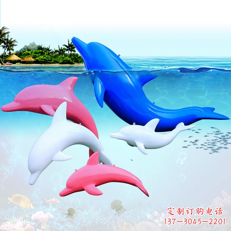 廊坊海豚彩绘玻璃钢雕塑