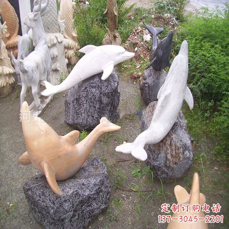 廊坊海豚石雕塑,纯手工定制精美艺术品