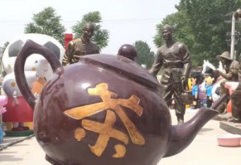 廊坊高质量广场茶壶铜雕塑