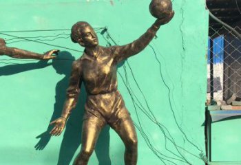 廊坊中领雕塑：学生运动的赞美——精美铜雕学生人物排球雕塑