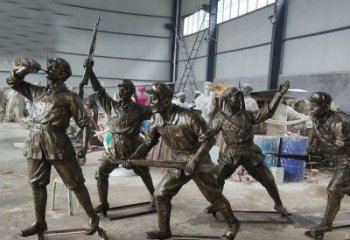 廊坊广场铜雕解放军人人物雕塑