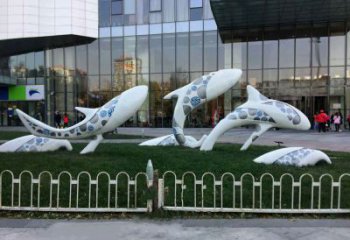 廊坊城市绿地观赏海豚雕塑