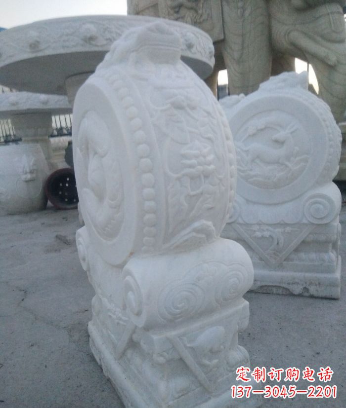 廊坊汉白玉抱鼓石招财石门墩 (3)