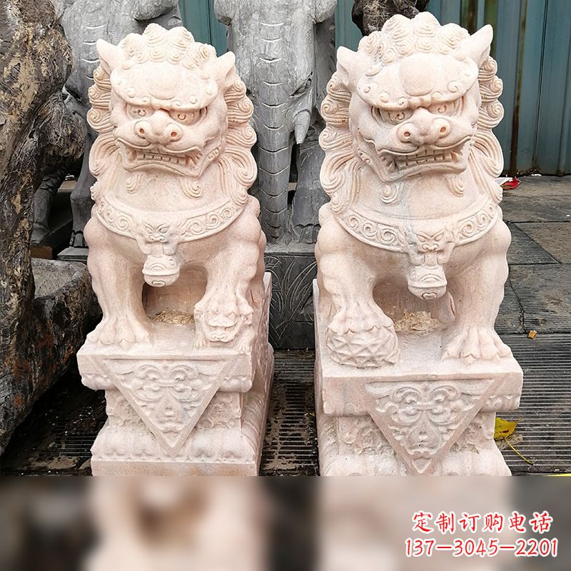 廊坊汉白玉狮子雕塑,独特雕刻,展现狮子雄势
