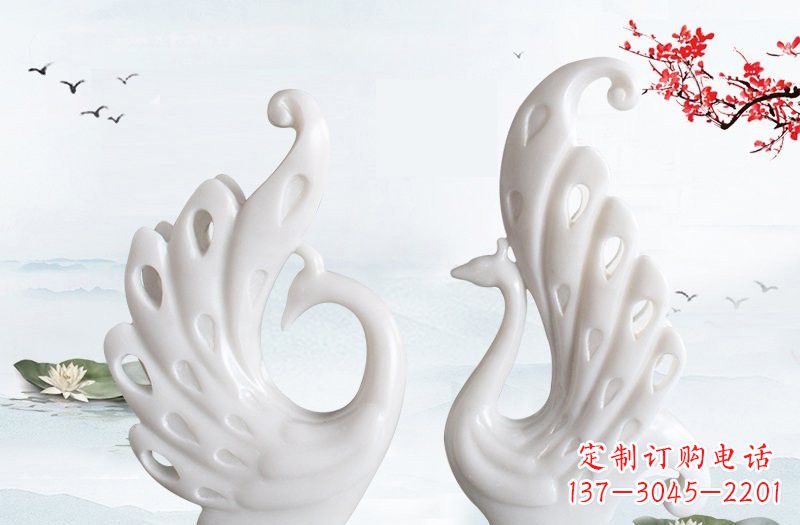 廊坊汉白玉孔雀艺术雕塑