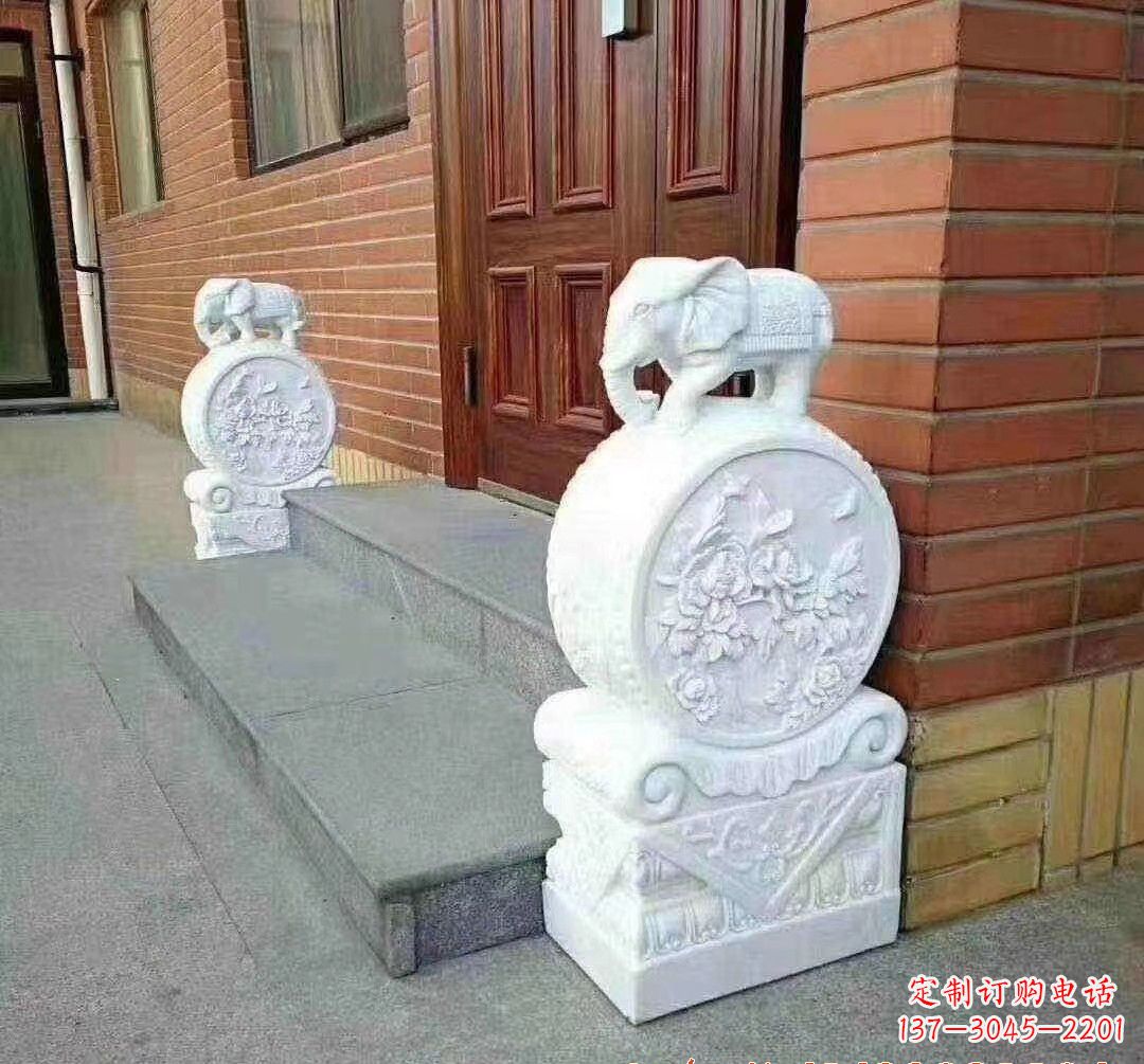 廊坊汉白玉大象门墩石雕