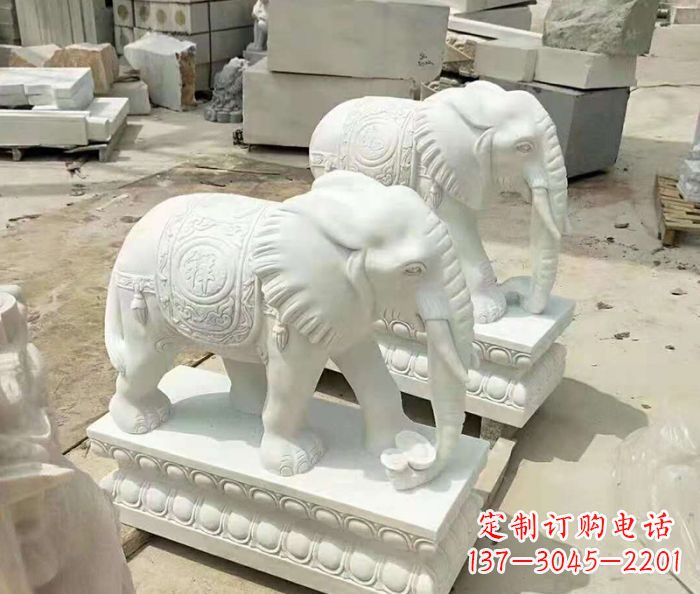 廊坊汉白玉大象招财动物石雕