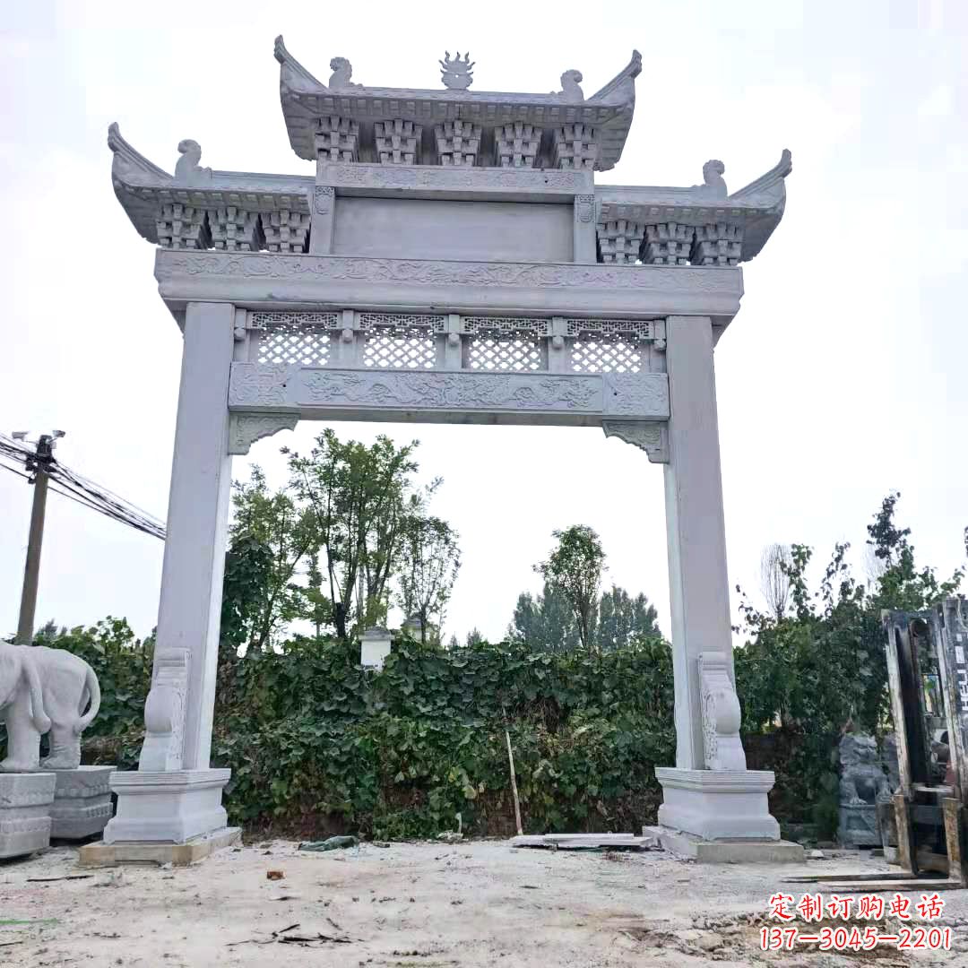 廊坊汉白玉精致的牌坊雕塑