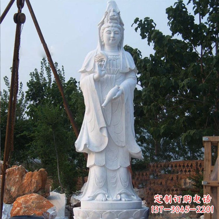 廊坊汉白玉手工观音石雕