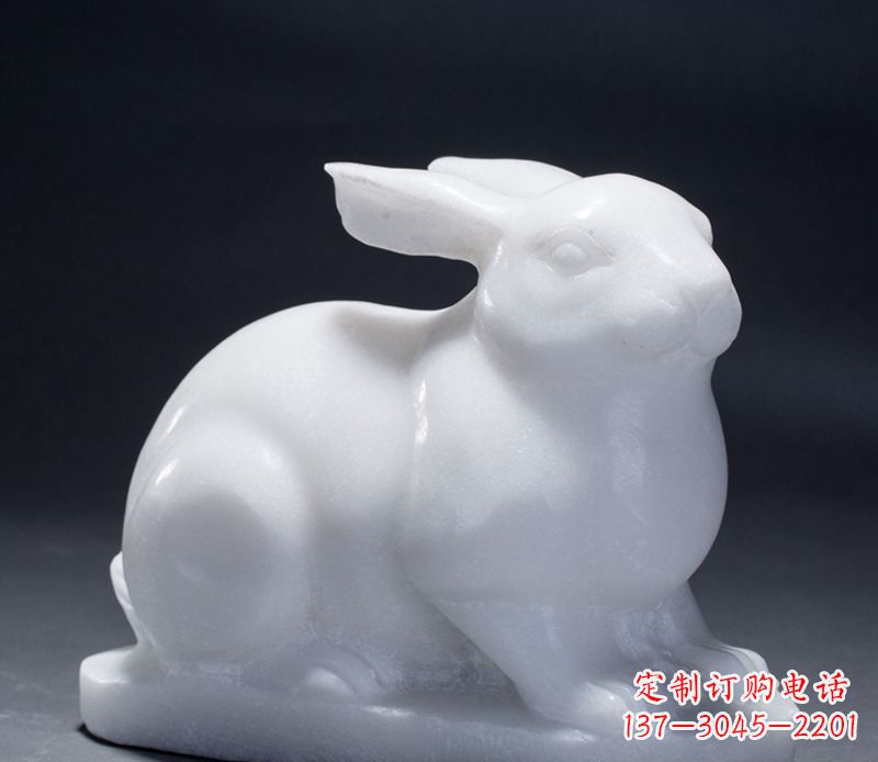 廊坊精致汉白玉兔子雕塑
