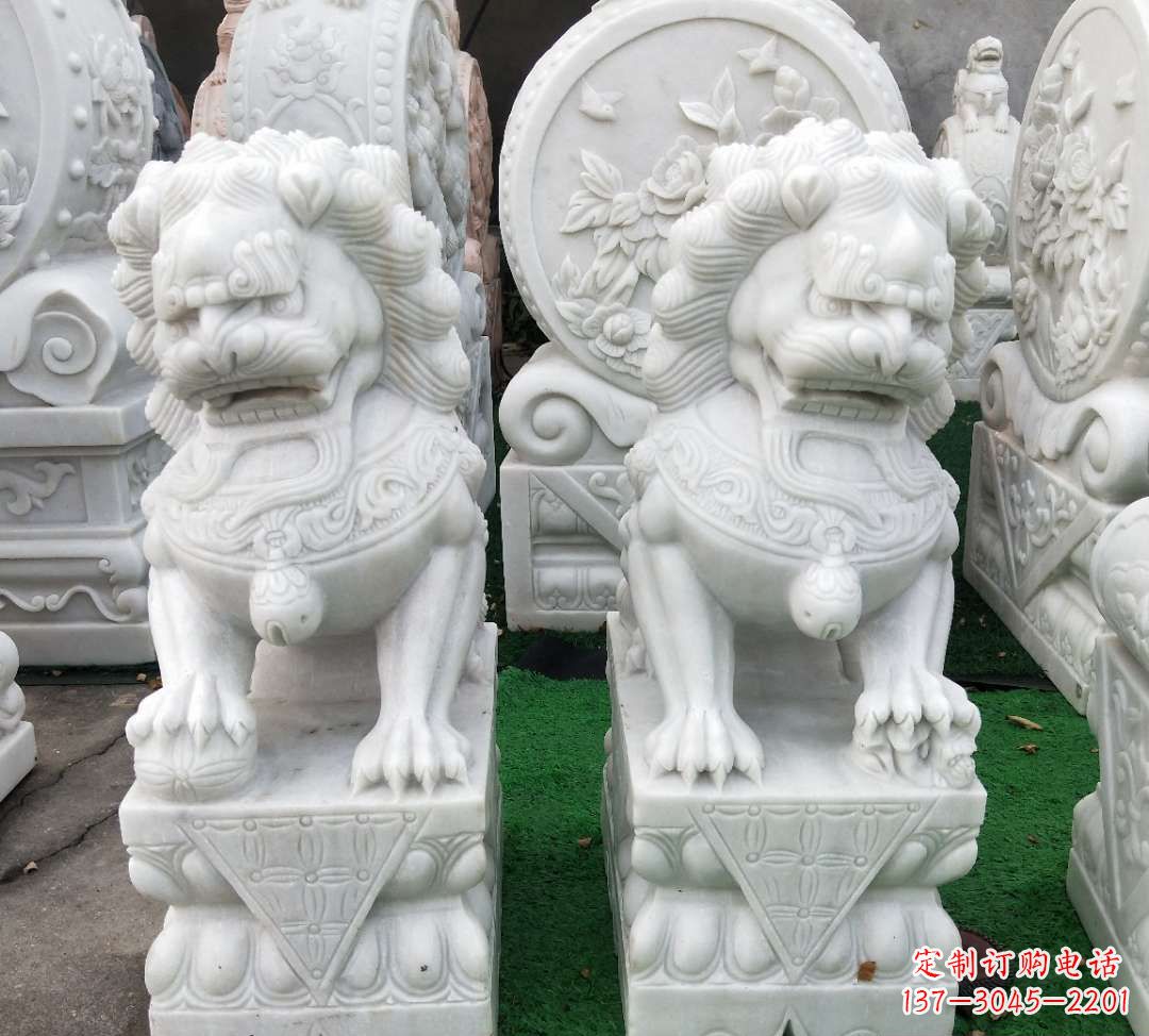 廊坊精致汉白玉狮子雕塑