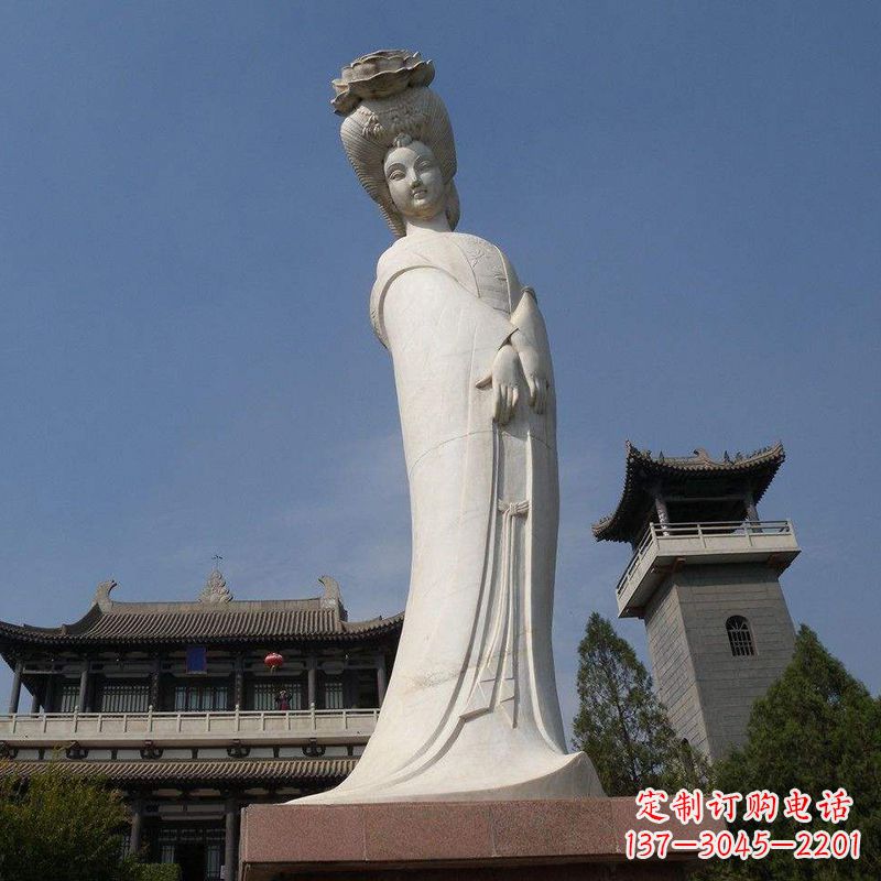 廊坊汉白玉贵妃石雕像-唐朝著名美女杨玉环景区人物雕塑