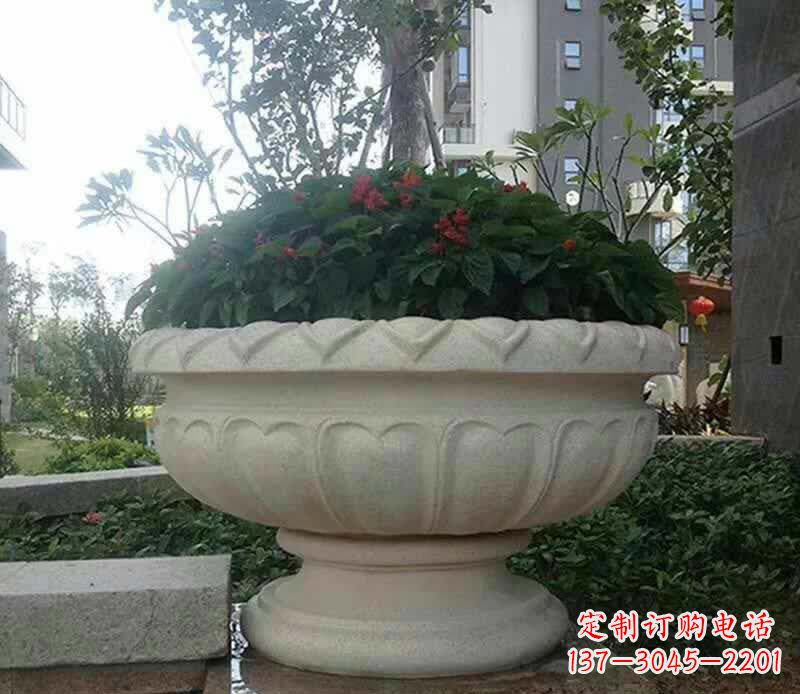 廊坊传承艺术美学的汉白玉花盆雕塑