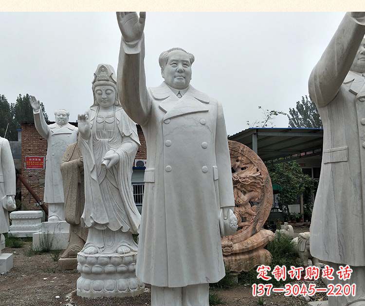 廊坊汉白玉挥手的毛主席广场伟人石雕