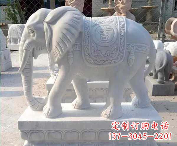 廊坊汉白玉吉祥如意招财镇宅大象石雕_1