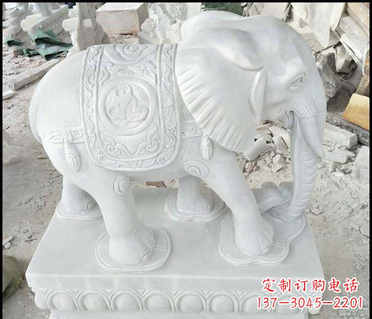 廊坊汉白玉吉祥如意门口招财镇宅大象石雕