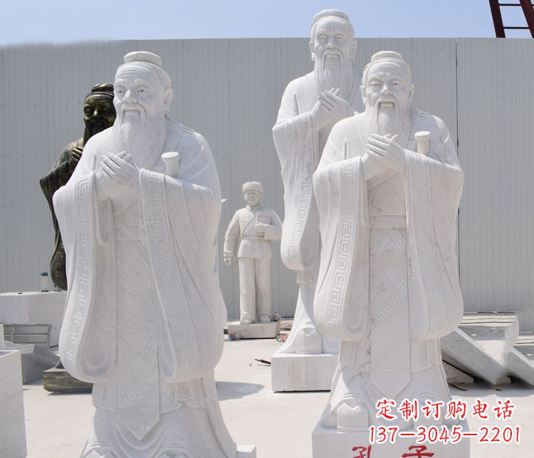 廊坊汉白玉孔子校园古代名人石雕 (2)