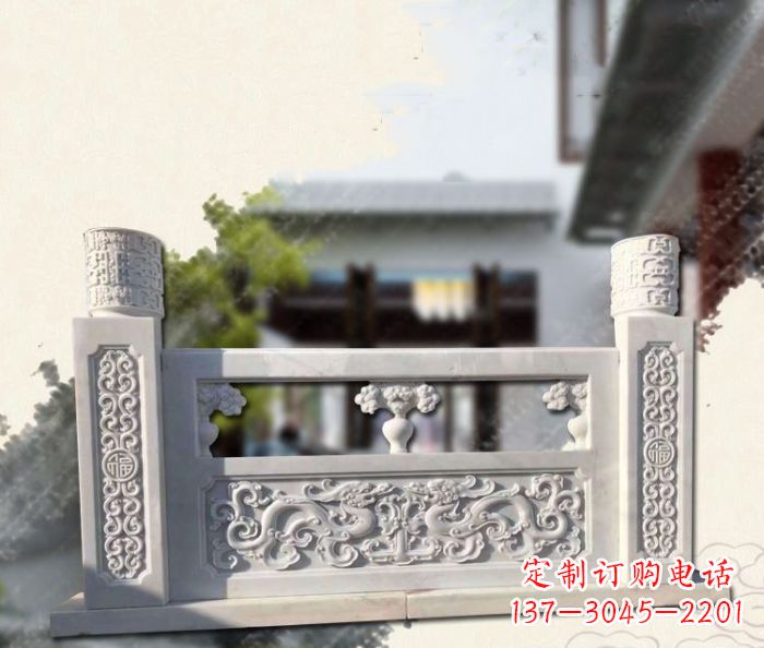 廊坊汉白玉龙石浮雕栏板