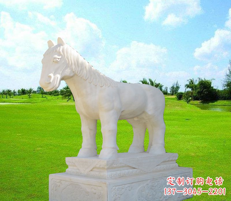 廊坊汉白玉马石精美动物雕塑
