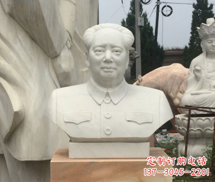 廊坊高端汉白玉毛主席胸像校园伟人石雕