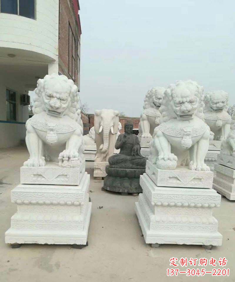 廊坊精美狮子雕塑,复古典雅高贵