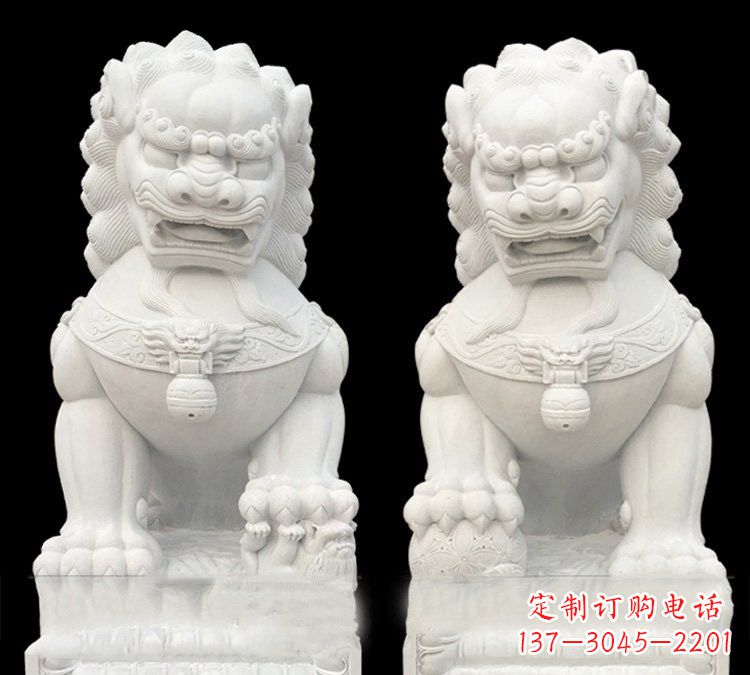 廊坊汉白玉门口用石雕狮子