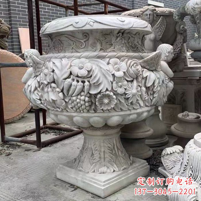 廊坊汉白玉欧式人物花盆雕塑