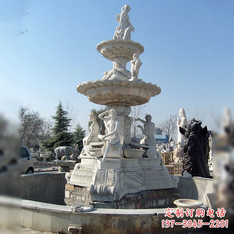 廊坊精美汉白玉欧式人物喷泉雕塑