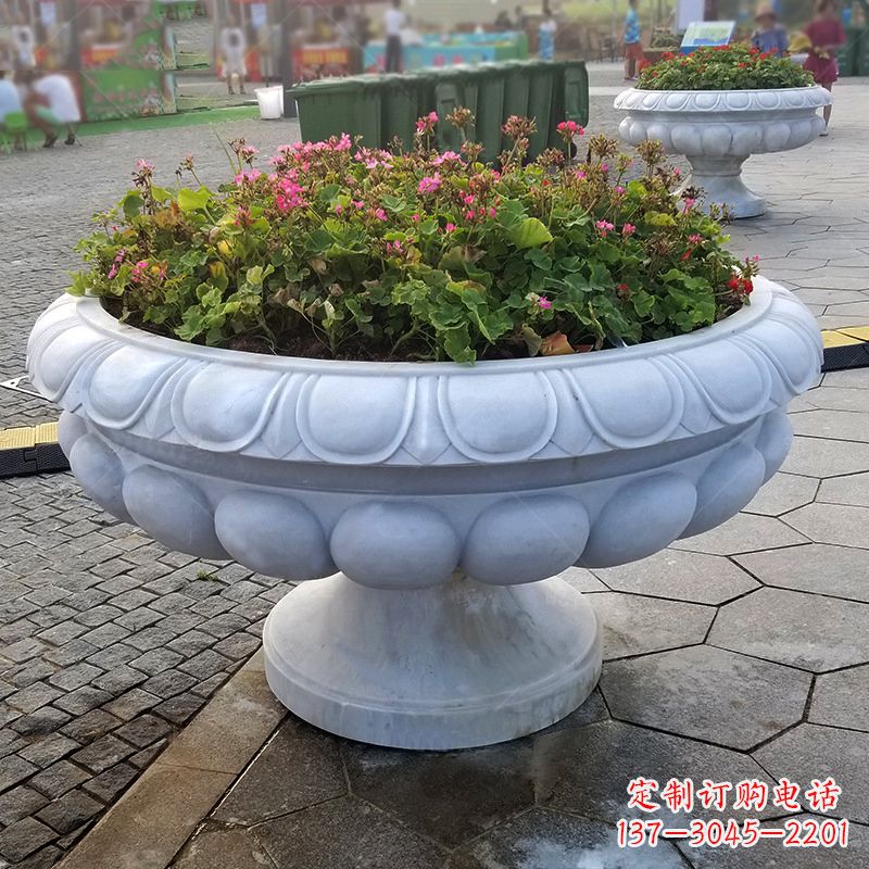 廊坊汉白玉欧式石雕花盆,令您的家园更加精致