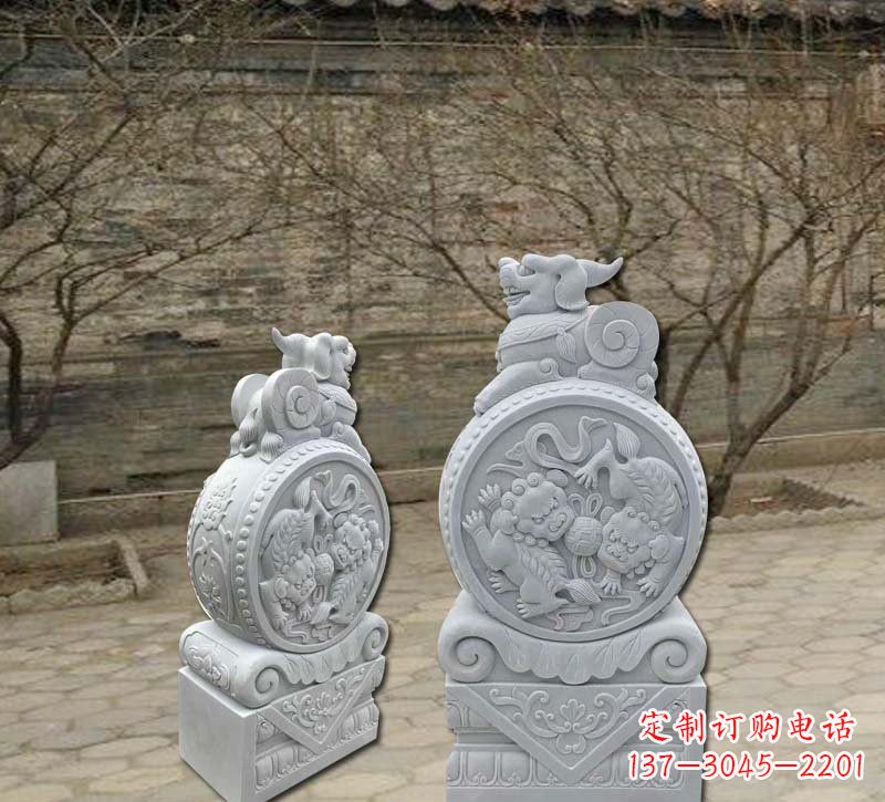 廊坊汉白玉貔貅门墩