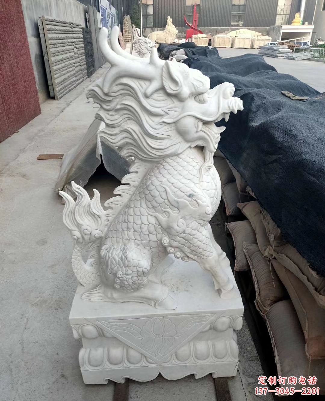 廊坊高雅古朴的汉白玉麒麟雕塑
