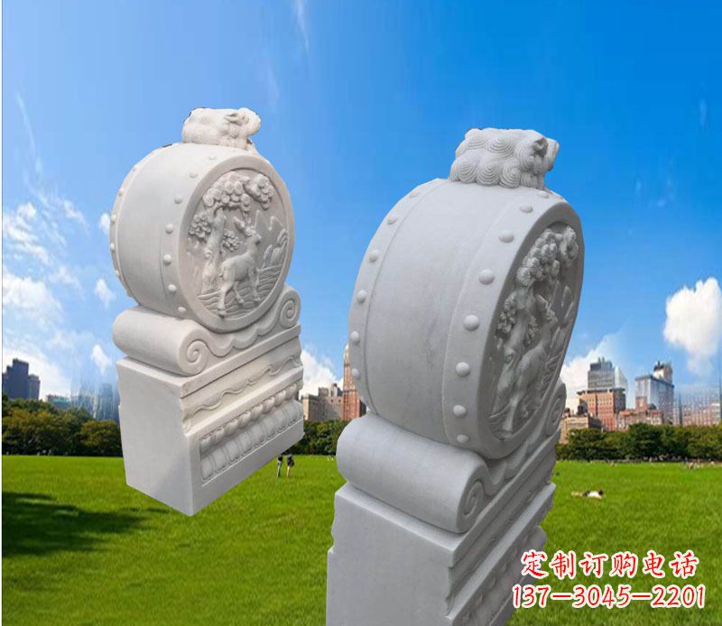 廊坊精致的汉白玉门墩雕塑